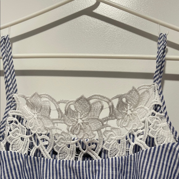 Zara Blue and White Striped Camisole with Lace - Picture 2 of 3